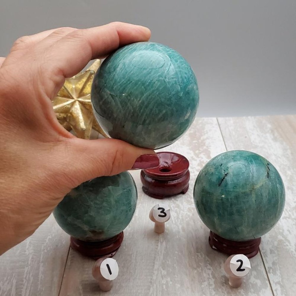 65 mm " Polished Amazonite sphere - Picture 2 of 3